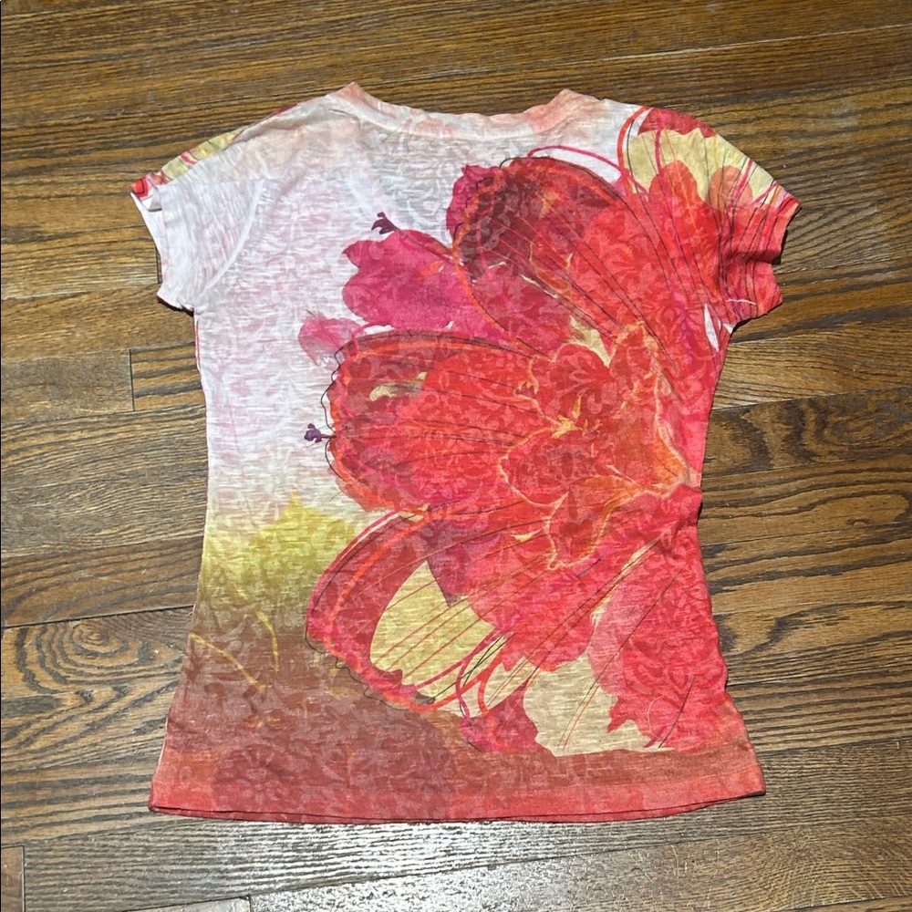 Cache Red and Yellow Floral Short Sleeve Tee - Picture 4 of 4